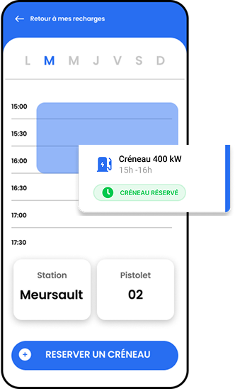 Réservation de créneaux de recharge — App Chauffeur E-XOS